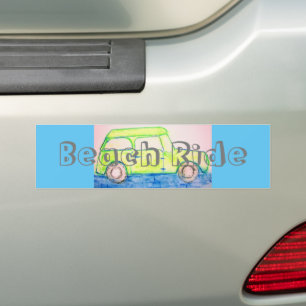 Cool Green Car strand ride Bumpersticker