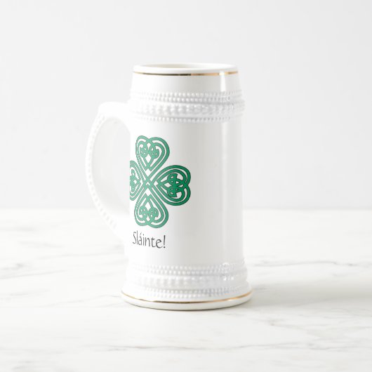 Cool Green Celtic Knot Cross Clover Sláinte Bierpul (Voorkant links)