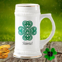 Cool Green Celtic Knot Cross Clover Sláinte