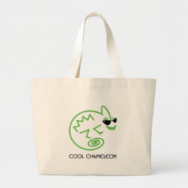 Cool Green Chameleon Grote Tote Bag