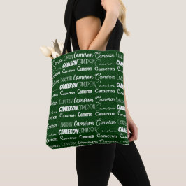 Cool Green Customized Name Collage Tote Bag