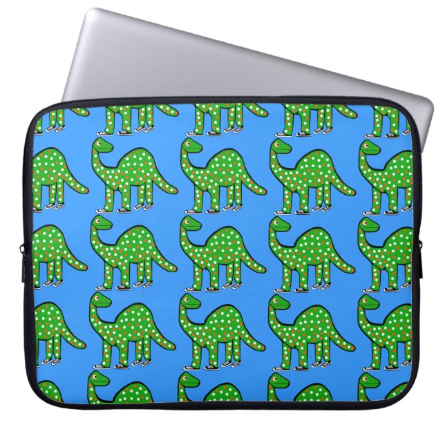 Cool Green Dinosaur-laptop Hoesje Kinder cadeau Laptop Sleeve (Voorkant)