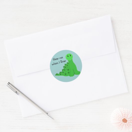 Cool Green Dinosaur Ronde Sticker (Envelop)