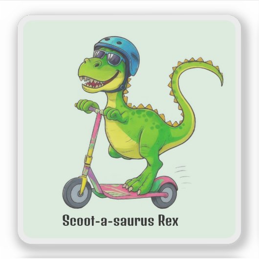 Cool Green Dinosaur Sticker (Voorkant)