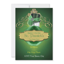 Cool Green en Gold St. Patrick Party Invitation