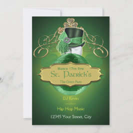 Cool Green en Gold St. Patrick Party Invitation Kaart