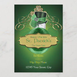 Cool Green en Gold St. Patrick Party Invitation Kaart