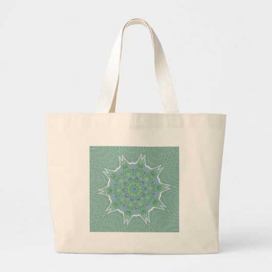 Cool Green Floral patroon Grote Tote Bag (Voorkant)