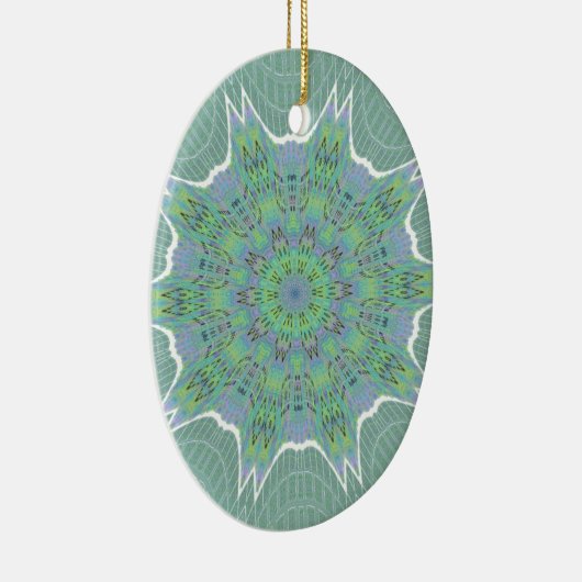 Cool Green Floral patroon Keramisch Ornament (Rechts)