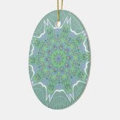 Cool Green Floral patroon Keramisch Ornament (Links)