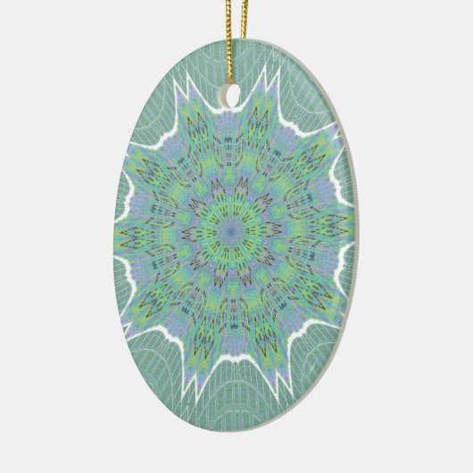 Cool Green Floral patroon Keramisch Ornament (Links)
