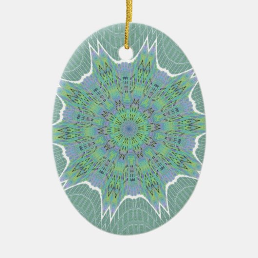 Cool Green Floral patroon Keramisch Ornament (Voorkant)