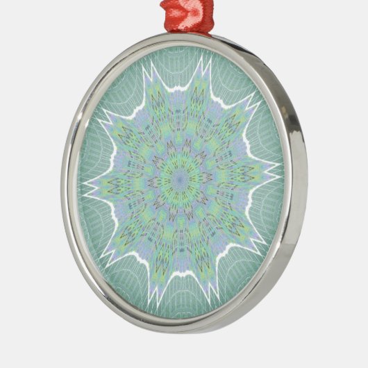 Cool Green Floral patroon Metalen Ornament (Links)