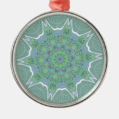 Cool Green Floral patroon Metalen Ornament (Voorkant)