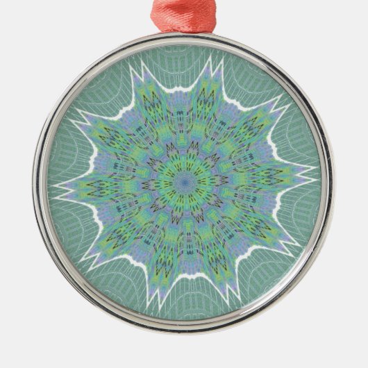 Cool Green Floral patroon Metalen Ornament (Voorkant)