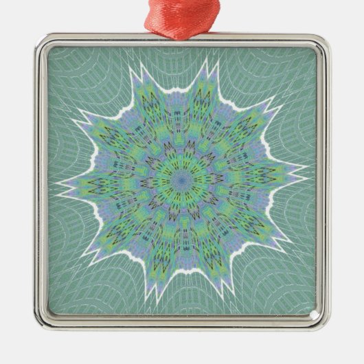 Cool Green Floral patroon Metalen Ornament (Voorkant)