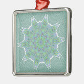 Cool Green Floral patroon Metalen Ornament (Links)