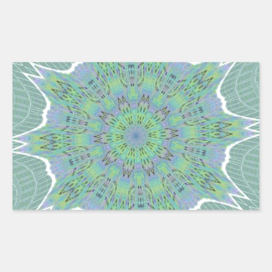Cool Green Floral patroon Rechthoekige Sticker (Voorkant)
