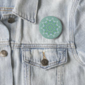 Cool Green Floral patroon Ronde Button 5,7 Cm (In situ)