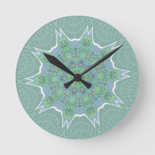 Cool Green Floral patroon Ronde Klok