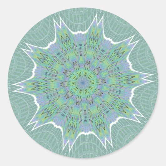 Cool Green Floral patroon Ronde Sticker (Voorkant)