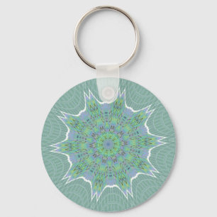 Cool Green Floral patroon Sleutelhanger