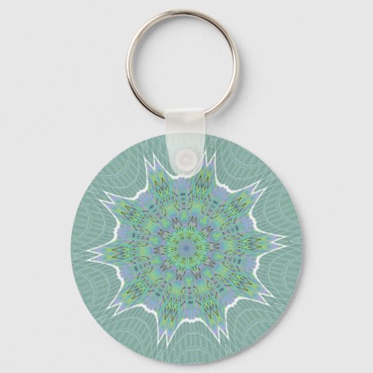 Cool Green Floral patroon Sleutelhanger (Voorkant)