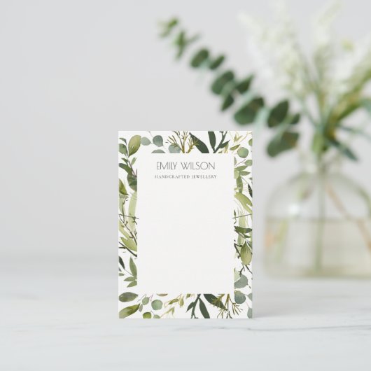 COOL GREEN FOLIAGE WREATH LIJST KETTING DISPLAY VISITEKAARTJE (Staand voorkant)