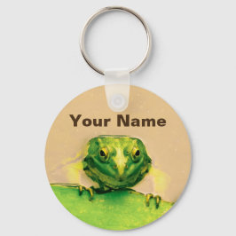 Cool Green Frog Persoonlijke naam Sleutelhanger