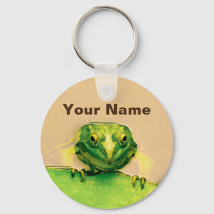 Cool Green Frog Persoonlijke naam Sleutelhanger