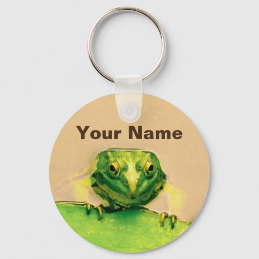 Cool Green Frog Persoonlijke naam Sleutelhanger (Voorkant)