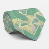 Cool Green Geometric Wavy Pattern Stropdas (Opgerold)