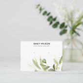 COOL GREEN GOLD FOLIAGE GROVE EARRING DISPLAY BUSI VISITEKAARTJE (Staand voorkant)