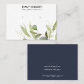 COOL GREEN GOLD FOLIAGE GROVE EARRING DISPLAY BUSI VISITEKAARTJE (Voorkant / Achterkant)