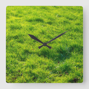 Cool Green Grass Pattern Vierkante Klok
