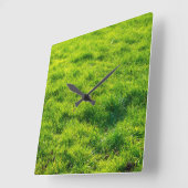 Cool Green Grass Pattern Vierkante Klok (Hoek)