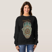 Cool Green Hamsa Hand gepersonaliseerd Trui (Voorkant volledig)