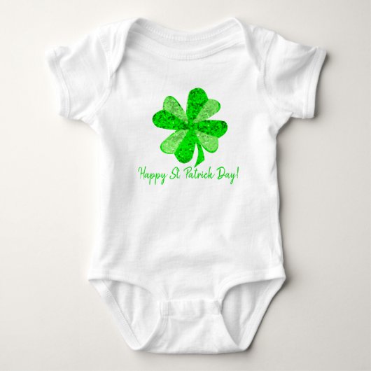 Cool Green Iers Shamrock Clover Patrick's Day Romper (Voorkant)