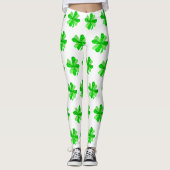 Cool Green Irish Shamrock Clover Patricks Day Leggings (Voorkant)