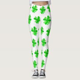 Cool Green Irish Shamrock Clover Patricks Day Leggings