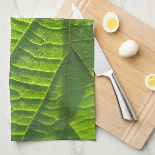 Cool Green Leaf Pattern Theedoek (Quarter Fold)
