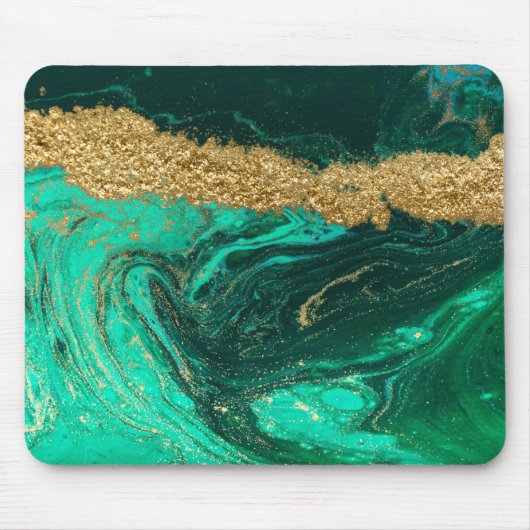 Cool Green Marble Gold Glitter Muismat (Voorkant)