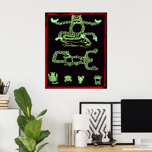Cool Green Mayan Design Poster (Thuiskantoor)
