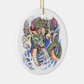 Cool Green Oriental Dragon tattoo Keramisch Ornament (Rechts)
