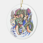 Cool Green Oriental Dragon tattoo Keramisch Ornament (Links)