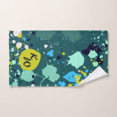 Cool Green Paint Splatter Initialen Sweat Handdoek (Handdoek)