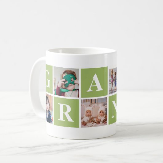 Cool Green Photo Collage Grandma en Grandpa Mokken (Voorkant links)