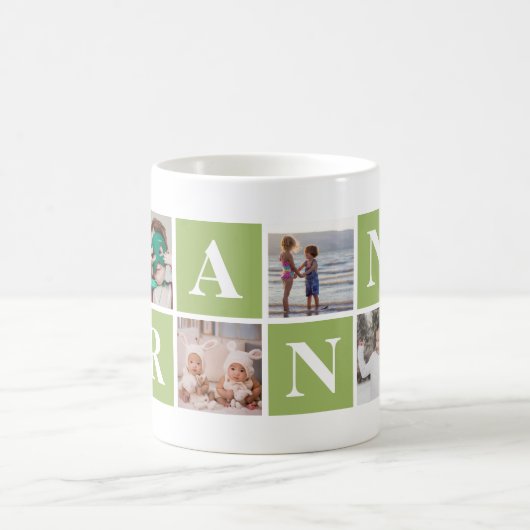 Cool Green Photo Collage Grandma en Grandpa Mokken (Center)