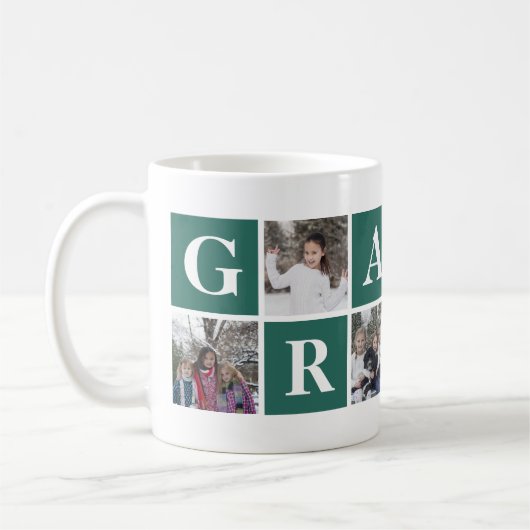 Cool Green Photo Collage Grandma en Grandpa Mokken (Links)