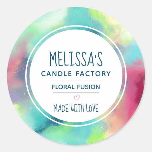 Cool Green & Red Space Nebula Waterverf Candle Ronde Sticker (Voorkant)